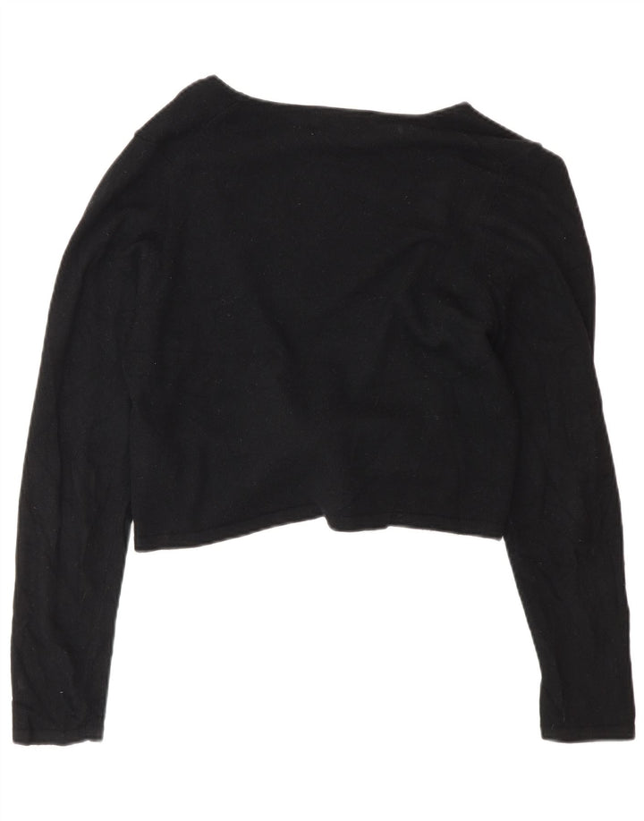 Maglione cardigan corto da donna Marks & Spencer UK 10 piccolo in viscosa nera