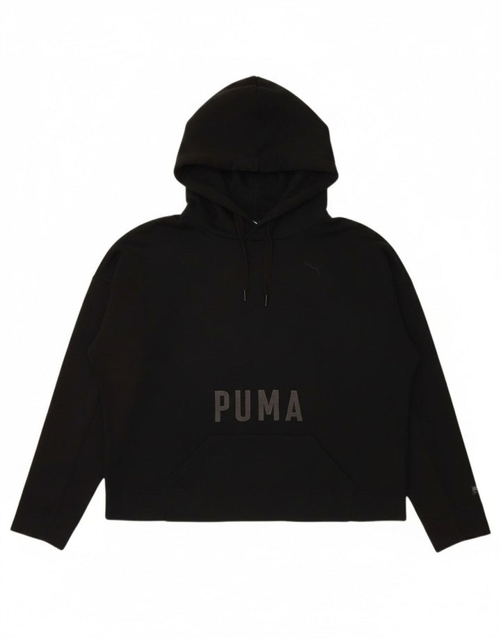 PUMA Womens Oversized Graphic Hoodie Jumper UK 14 Large Black