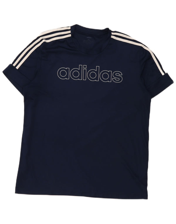 T-shirt grafica da uomo slim fit Adidas Top XL poliestere blu navy