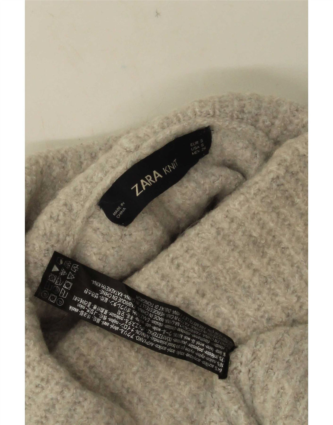 Maglione maglione oversize con collo alto da donna Zara UK 10 piccolo acrilico grigio