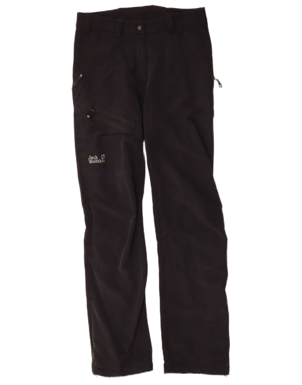 Jack Wolfskin Womens Straight Cargo Trousers UK 8/10 Small W30 L32 Black