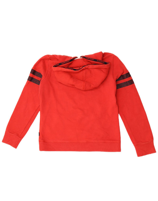 Felpa con cappuccio grafica da donna Superdry UK 12 rosso medio in cotone