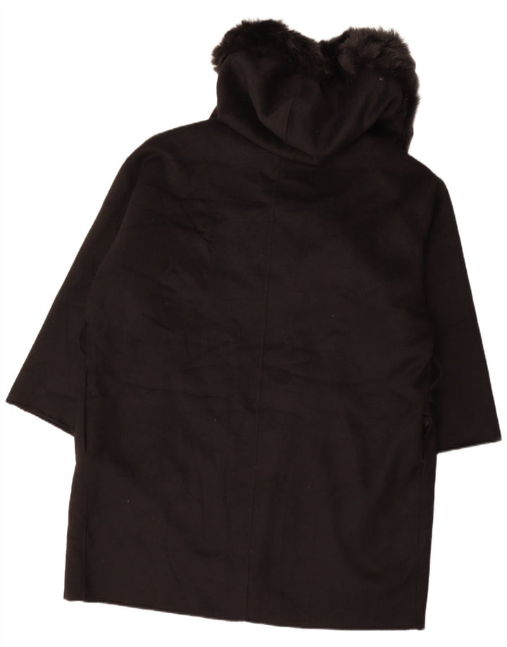 Cappotto aperto oversize con cappuccio da donna Zara UK 18 XL lana nera