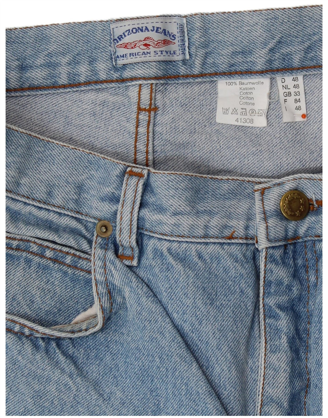 Pantaloncini di jeans a vita alta da donna ARIZONA W33 grande cotone blu