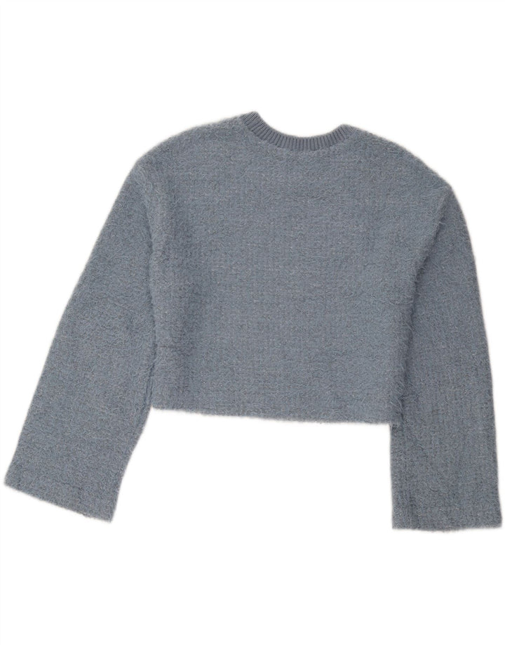 Maglione corto girocollo da donna Zara UK 14 Poliestere blu medio