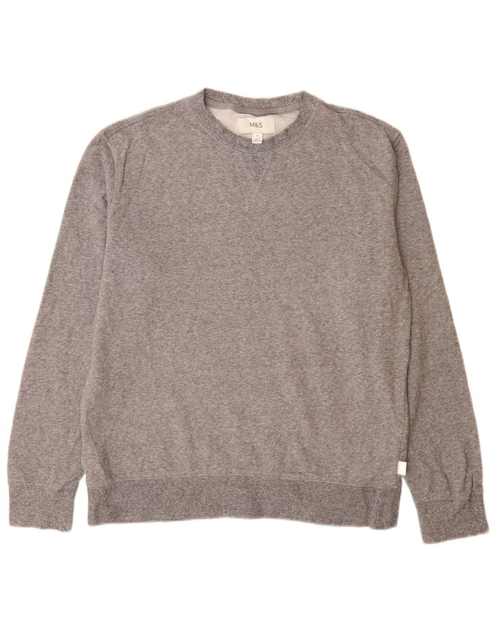 Felpa da uomo Marks & Spencer in cotone grigio medio