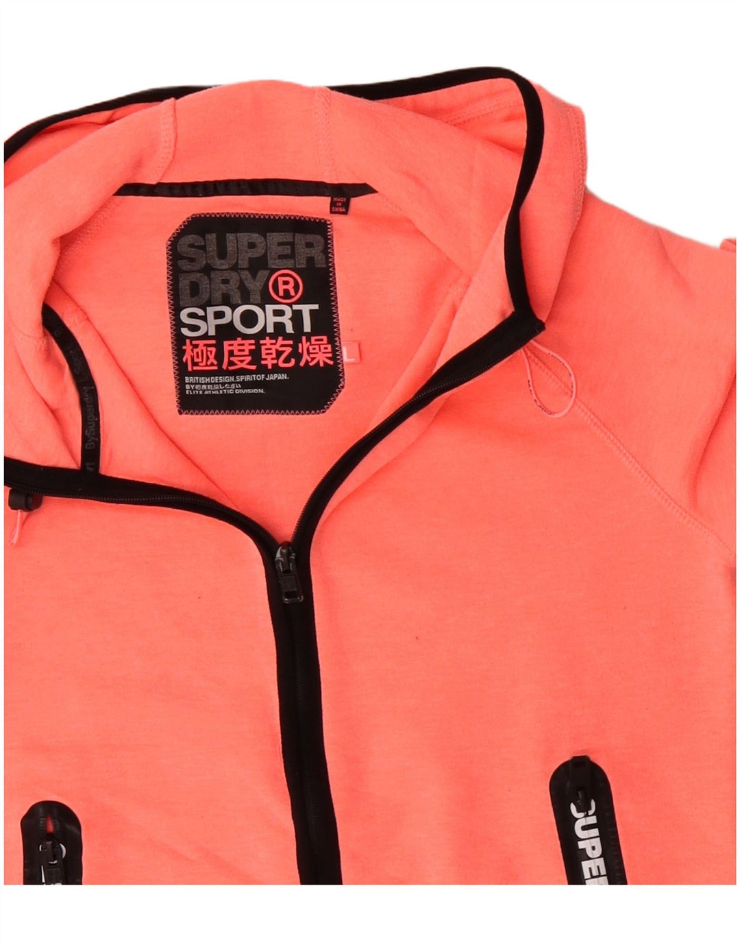 Maglione con cappuccio e zip grafica da donna SUPERDRY UK 16 Large Arancione Poliestere