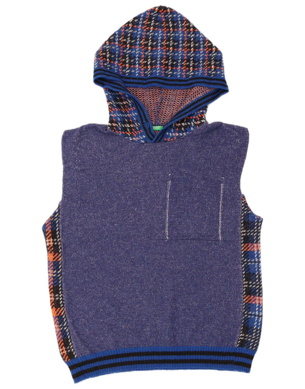 Canotta da donna con cappuccio Benetton da donna UK 18 XL a quadri blu