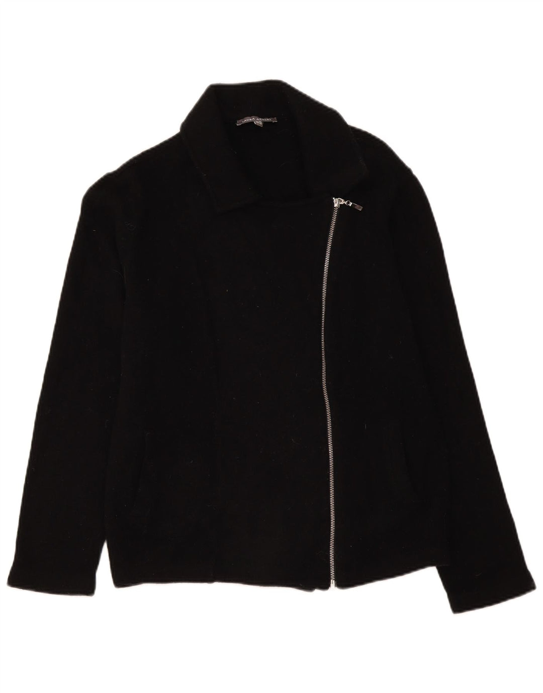 Giacca blazer da donna con zip intera Laura Ashley UK 18 XL Lana d'agnello nera