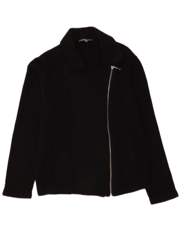 Giacca blazer da donna con zip intera Laura Ashley UK 18 XL Lana d'agnello nera