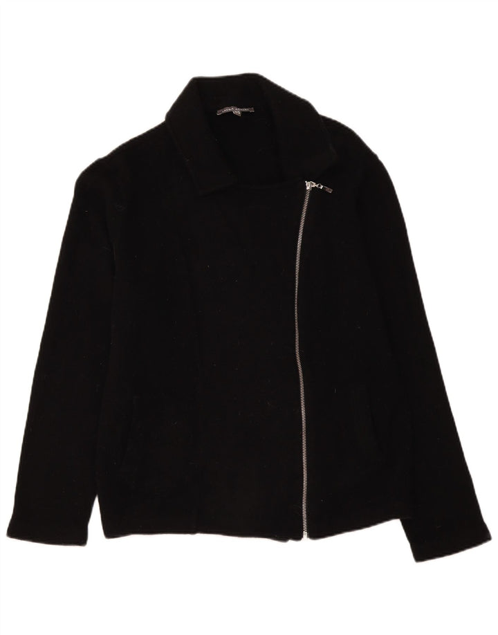 Giacca blazer da donna con zip intera Laura Ashley UK 18 XL Lana d'agnello nera