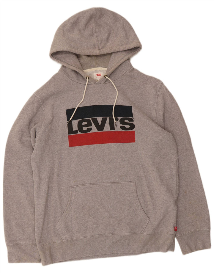 Maglione con cappuccio grafico da uomo Levi's Large in cotone grigio