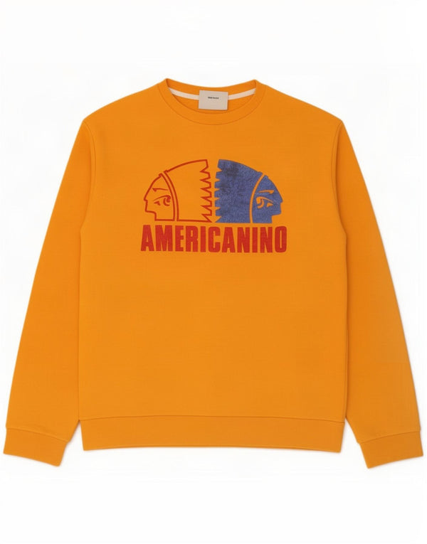 Americanino Felpa con grafica da donna Maglione UK 18 XL Cotone arancione