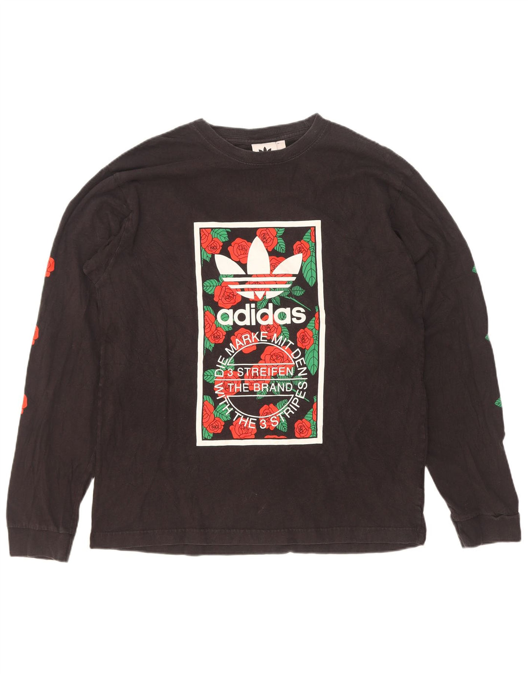 Adidas Maglietta grafica da uomo a maniche lunghe grande in cotone nero