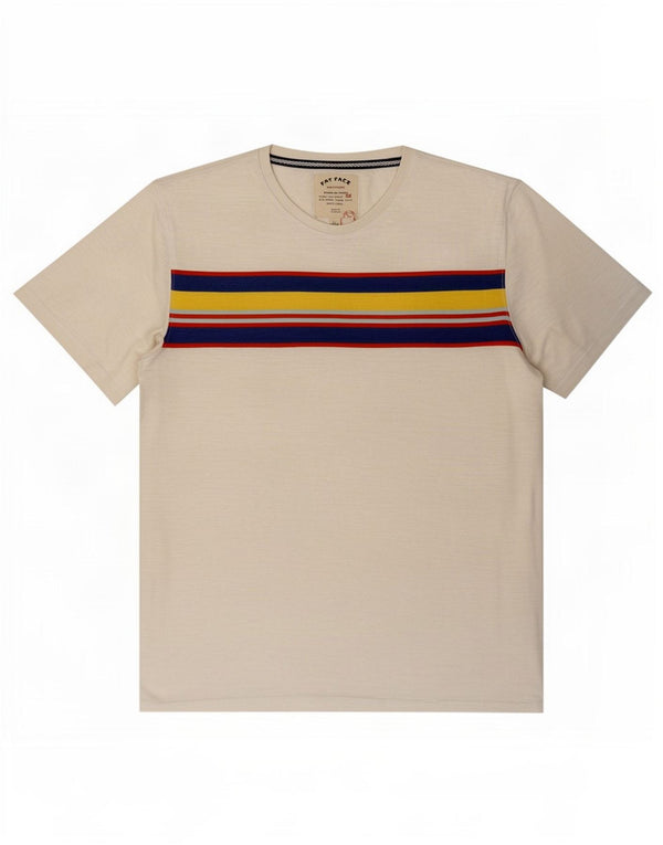 T-shirt da uomo Fat Face Top XL in cotone a righe bianche