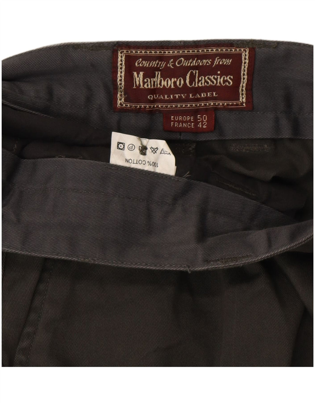 MARLBORO CLASSICS Pantaloni chino con pegging da uomo EU 50 Large W34 L34 Khaki