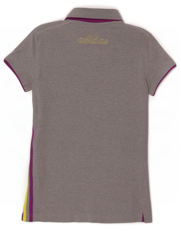 Polo grafica da donna Adidas UK 12 cotone chiazzato grigio medio