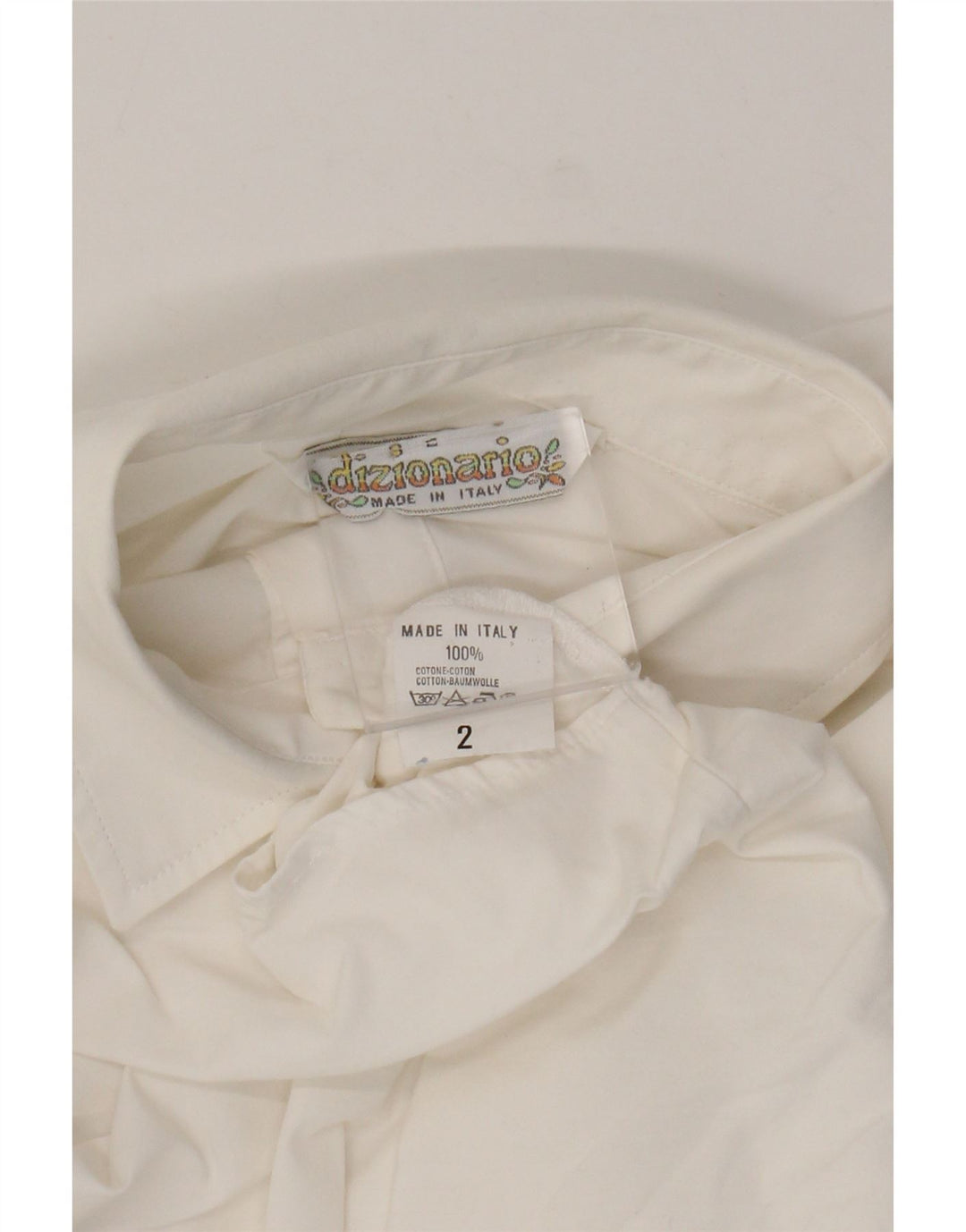Camicia grafica da donna vintage UK 14 grande cotone bianco