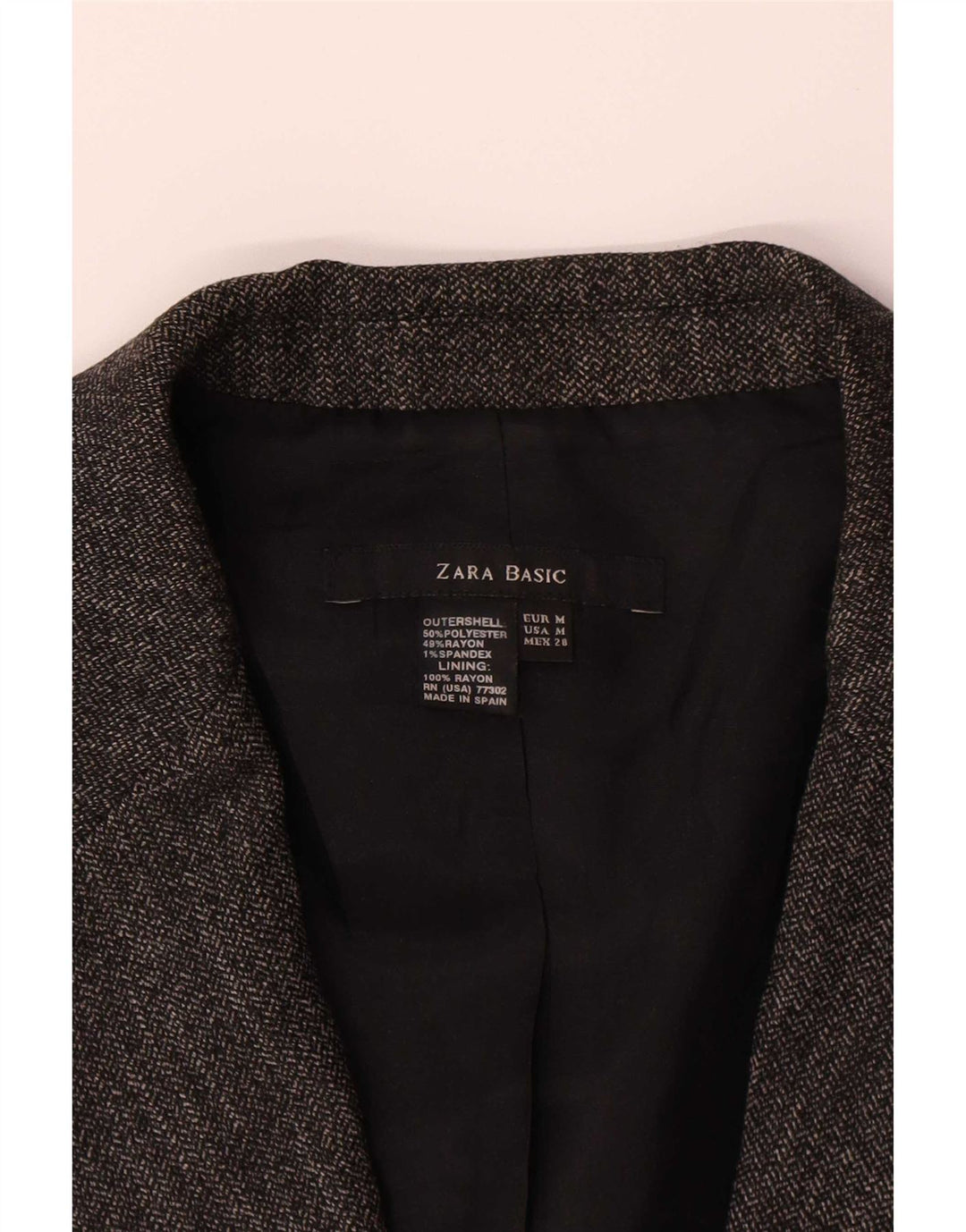 Giacca blazer a 1 bottone da donna Zara UK 12 Poliestere grigio medio