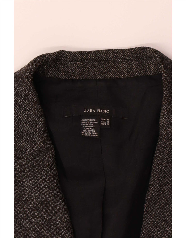 Giacca blazer a 1 bottone da donna Zara UK 12 Poliestere grigio medio