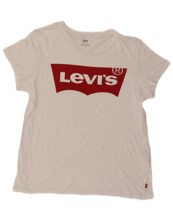T-shirt grafica da donna LEVI'S Top UK 16 grande bianca