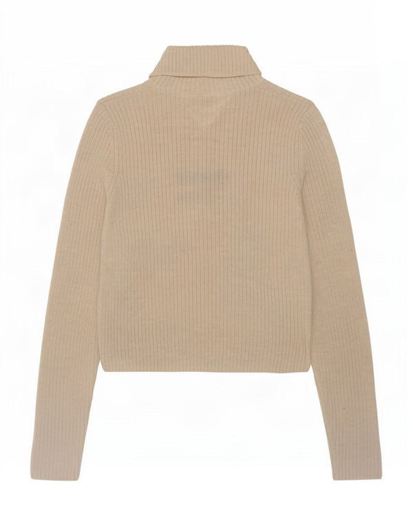 Maglione maglione con collo alto grafico da donna Tommy Hilfiger UK 14 grande bianco