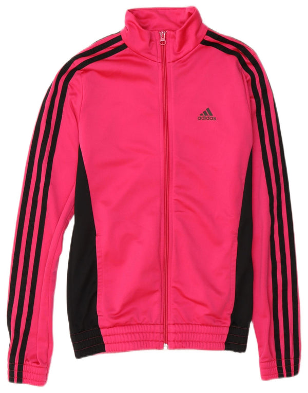 Giacca da tuta da ragazza Adidas 13-14 anni in poliestere color block rosa