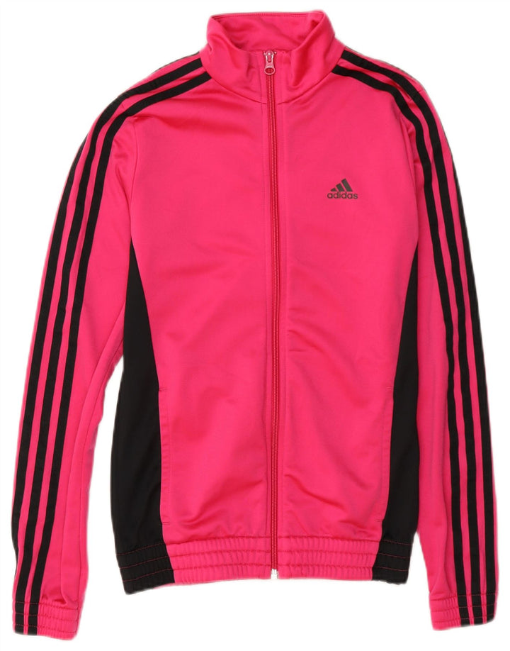 Giacca da tuta da ragazza Adidas 13-14 anni in poliestere color block rosa