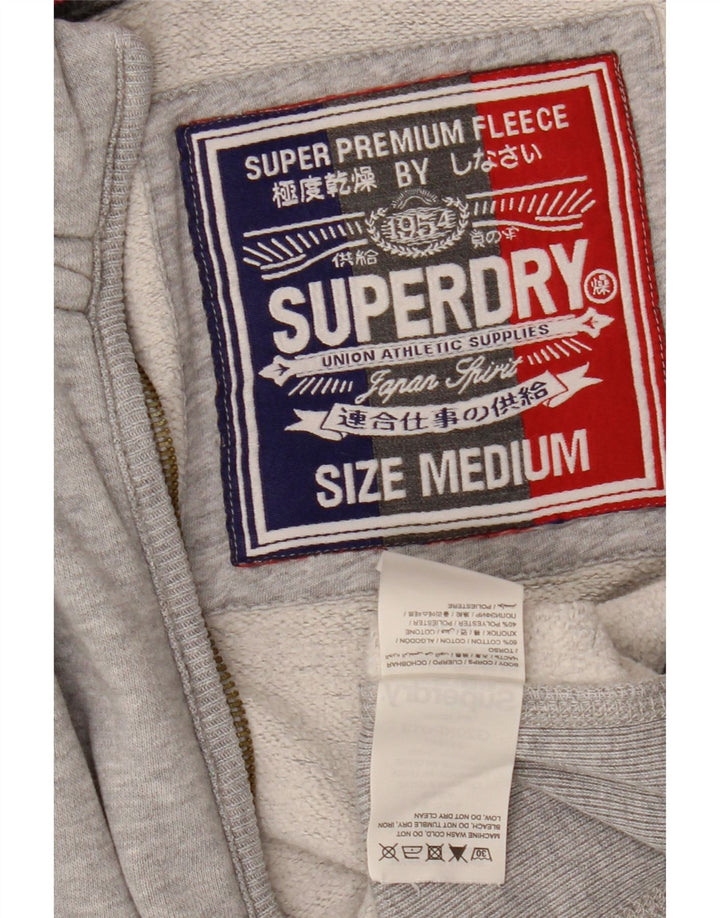 Maglione con cappuccio e zip grafica da donna Superdry UK 14 Cotone grigio medio