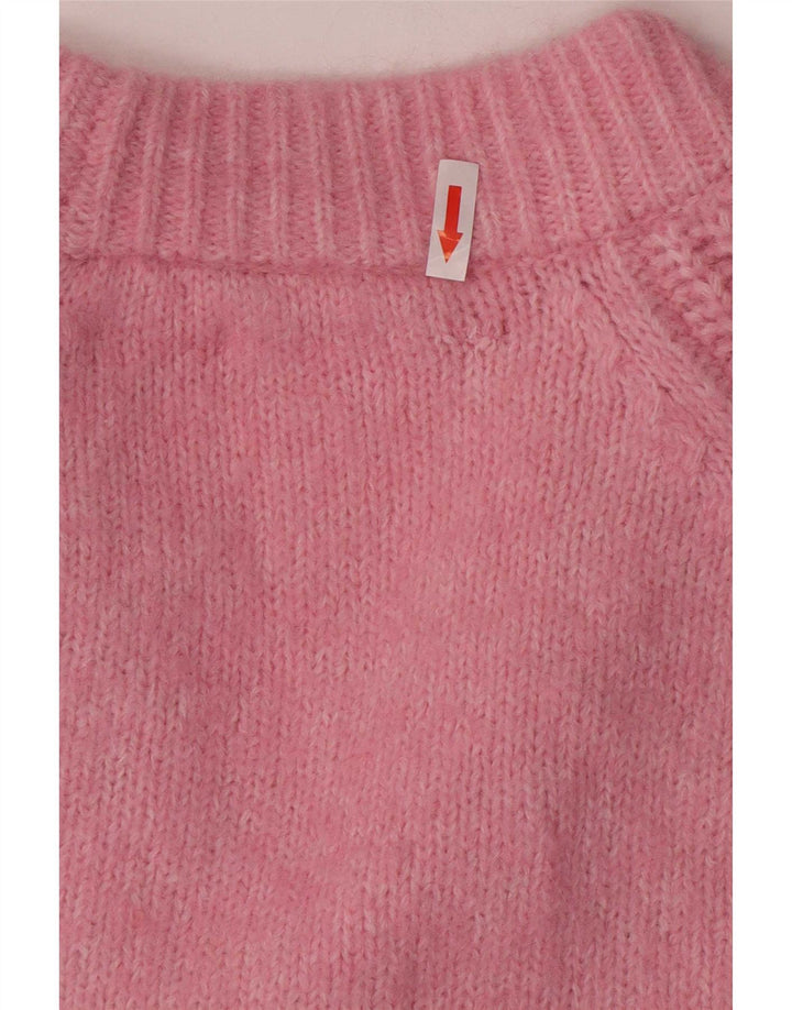 Maglione cardigan da donna vintage UK 14 rosa medio