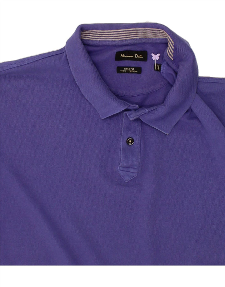 MASSIMO DUTTI Mens Slim Fit Polo Shirt 2XL Blue Vintage Massimo Dutti and Second-Hand Massimo Dutti from Messina Hembry 