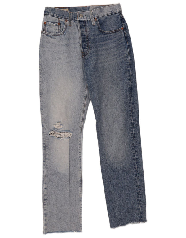 Levi's Donna 501 Jeans dritti effetto invecchiato W27 L30 Cotone color block blu