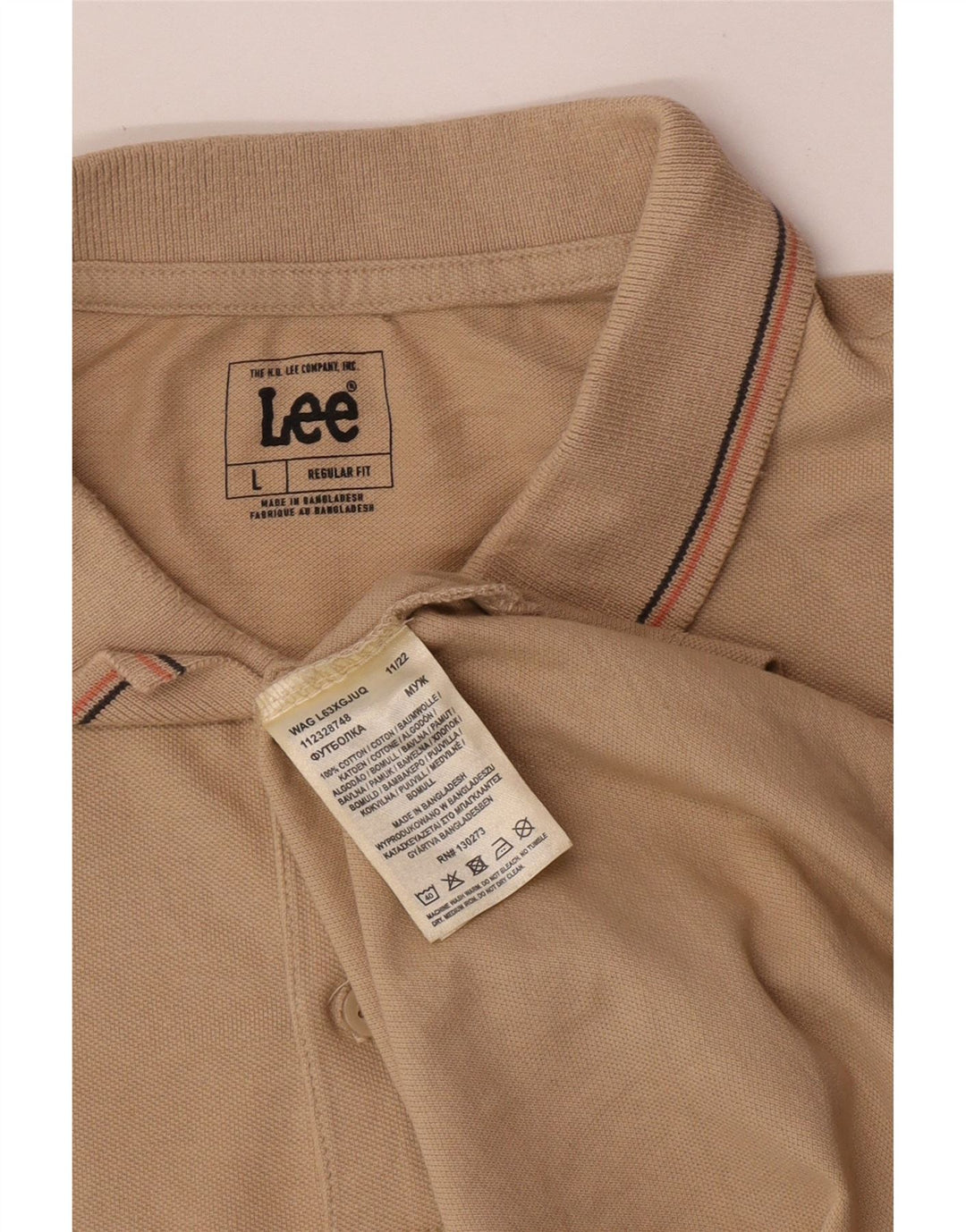 Polo Lee da uomo dalla vestibilità regolare, in cotone a righe beige grande