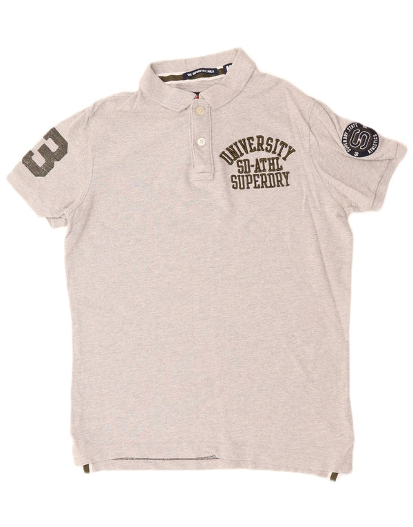 Polo grafica da uomo SUPERDRY in cotone grigio medio