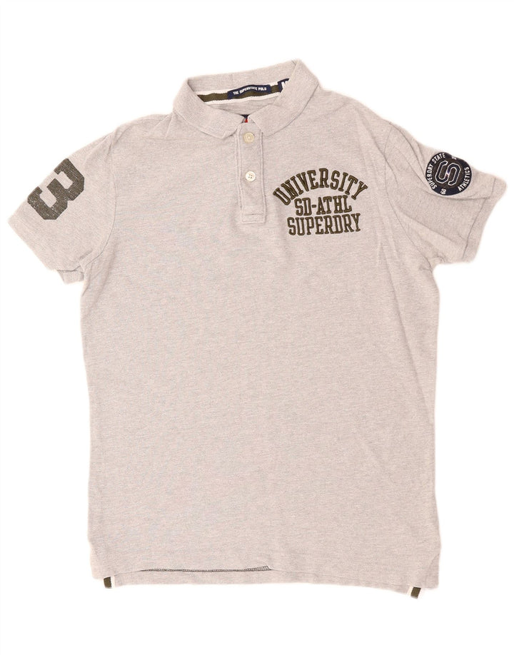 Polo grafica da uomo SUPERDRY in cotone grigio medio