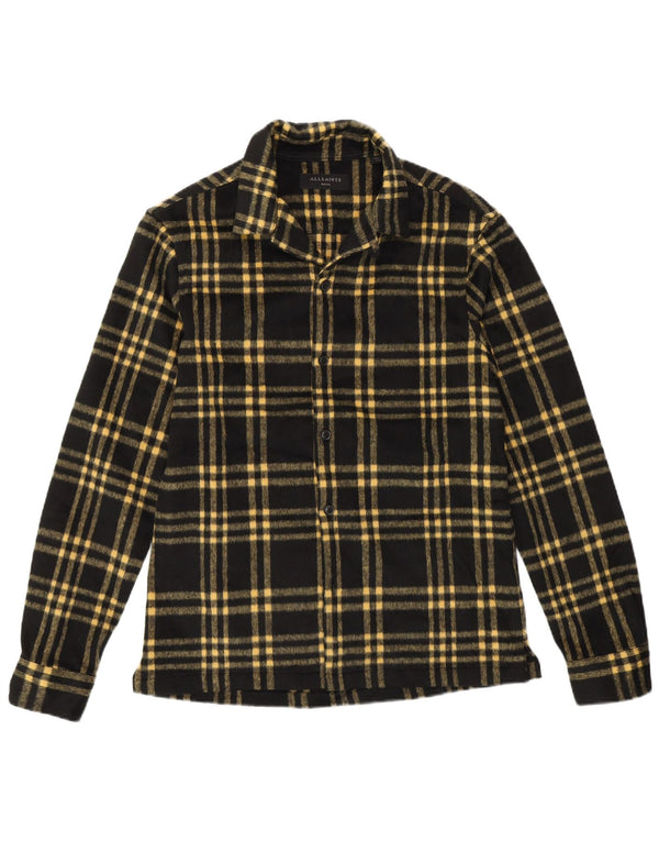 Camicia in flanella da uomo ALL SAINTS, classica in poliestere a quadri neri