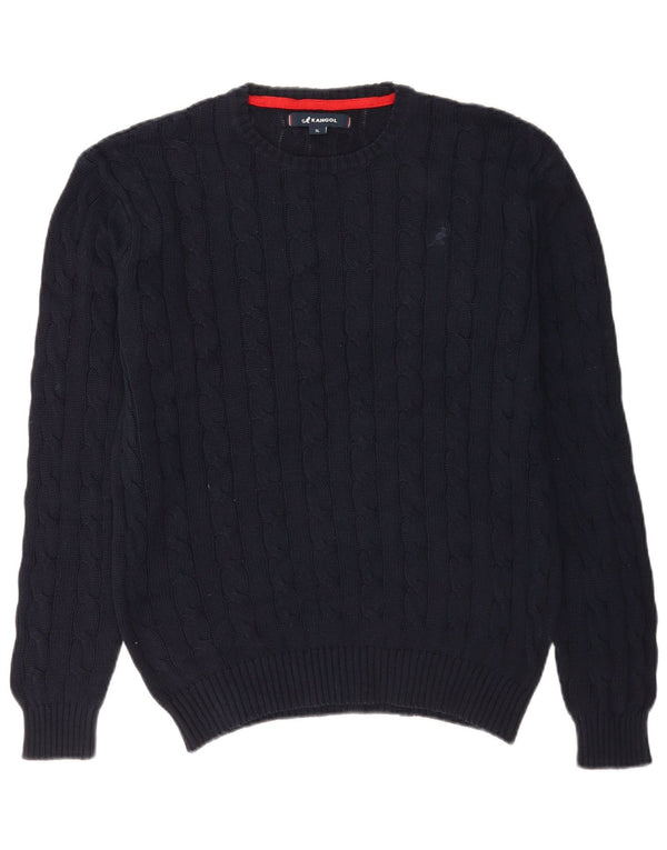 Maglione maglione girocollo da uomo Kangol XL in cotone blu navy
