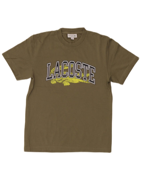 T-shirt grafica da uomo con vestibilità classica Lacoste, taglia 2 XS, cotone kaki