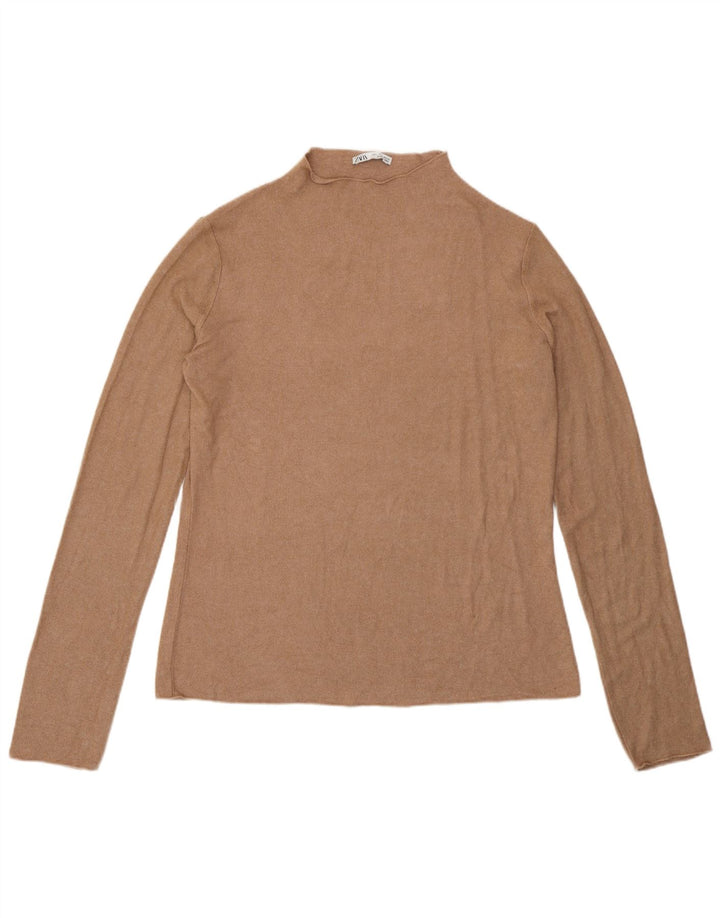 Top Zara da donna a maniche lunghe UK 14 grande beige