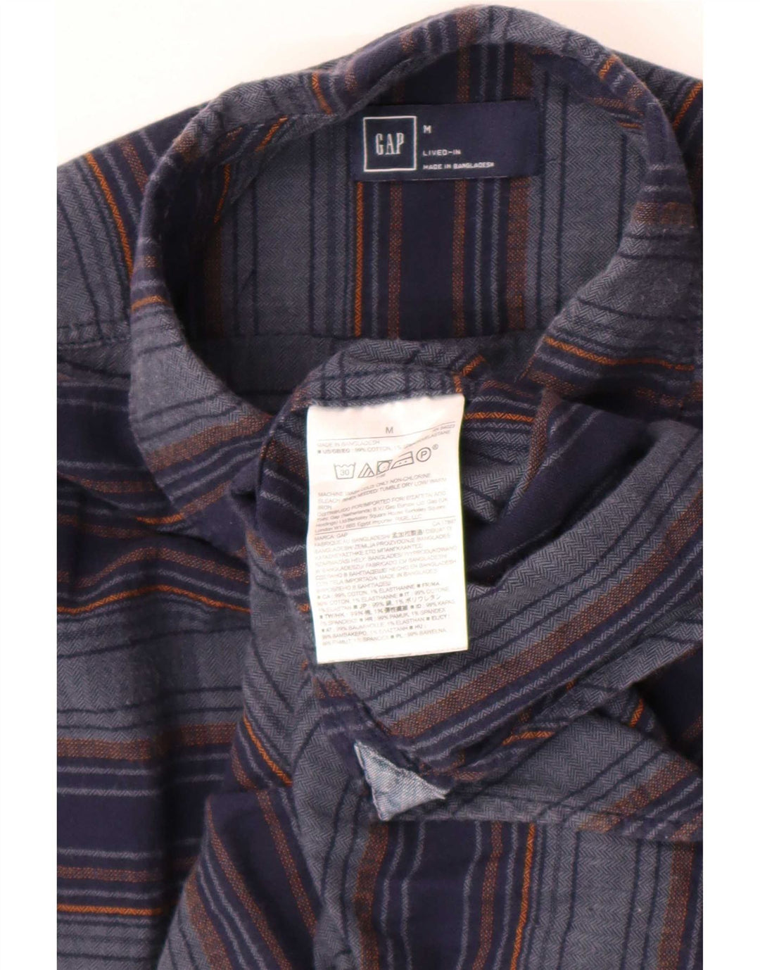 Camicia Gap da uomo in flanella di cotone a righe medie blu navy
