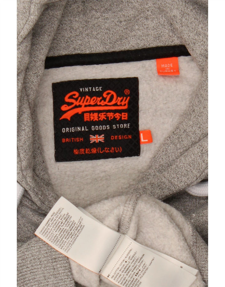 Maglione con cappuccio grafico da uomo Superdry grande in cotone grigio