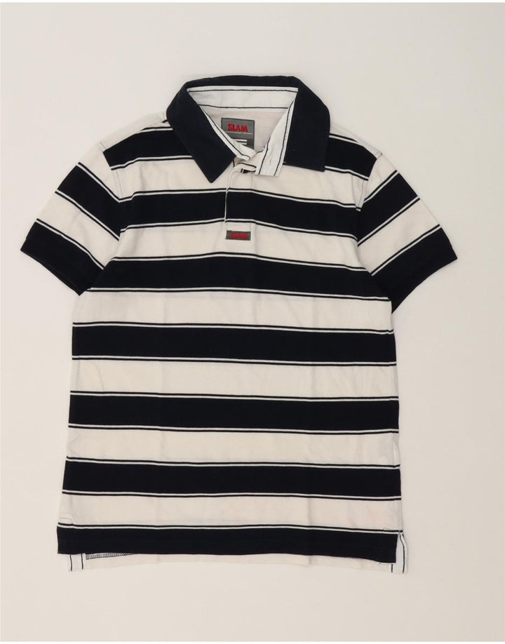 Polo Uomo Slam Piccola in Cotone Rigato Bianco