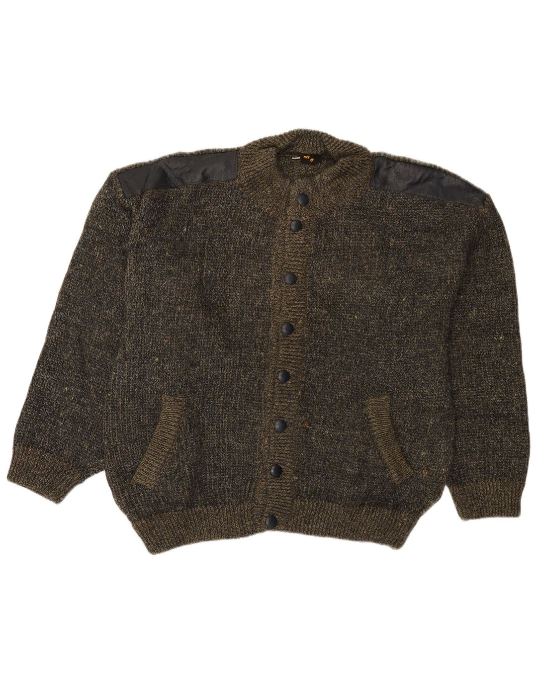 Maglione cardigan da uomo ampio VINTAGE IT 50 medio kaki screziato