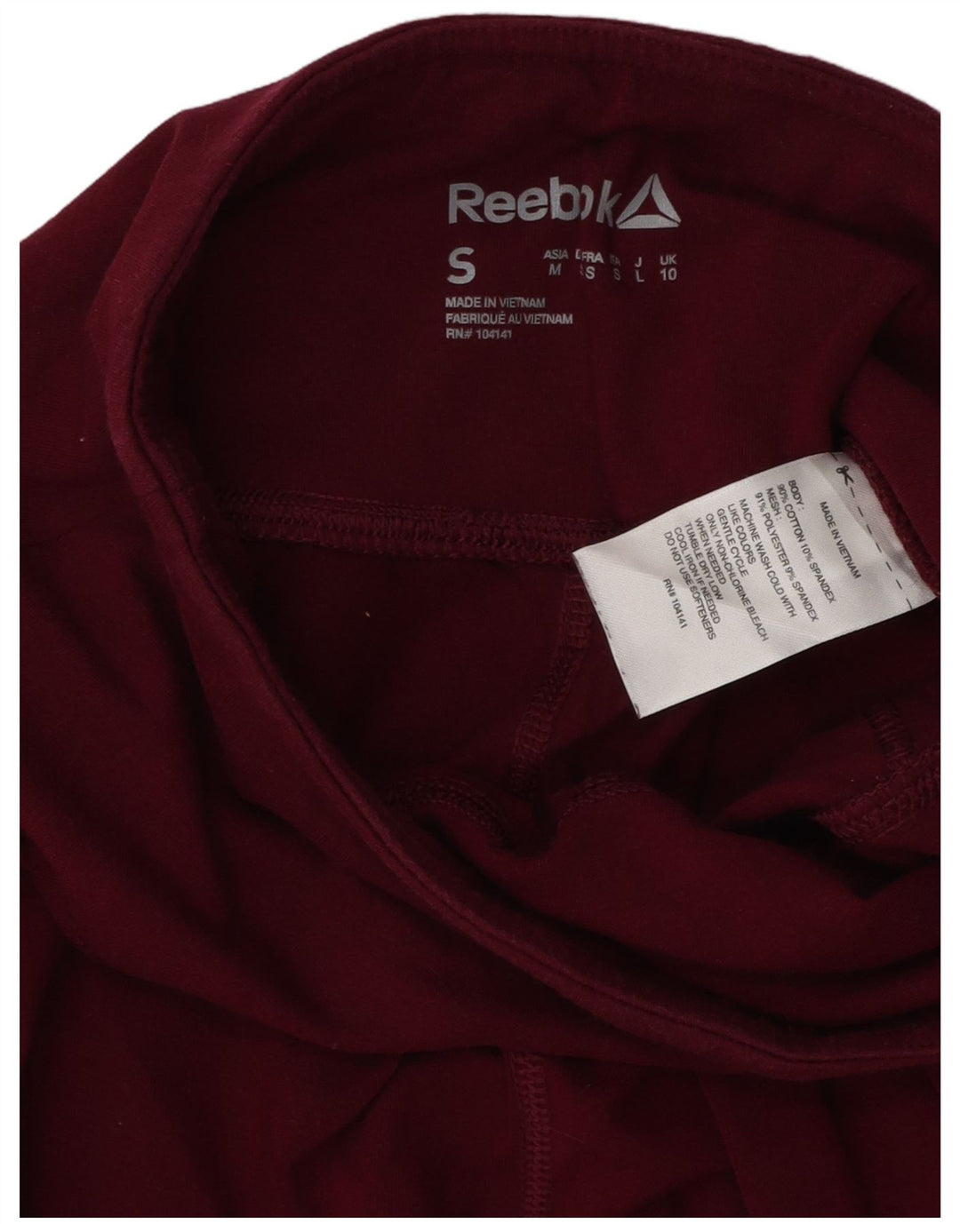 Leggings corti da donna REEBOK UK 10 piccoli in cotone bordeaux