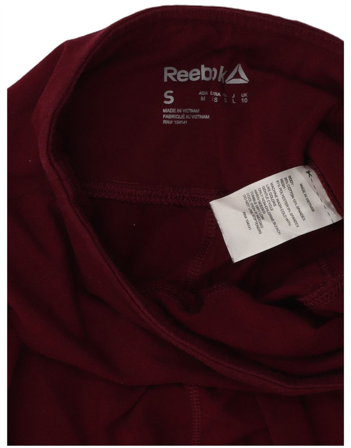Leggings corti da donna REEBOK UK 10 piccoli in cotone bordeaux