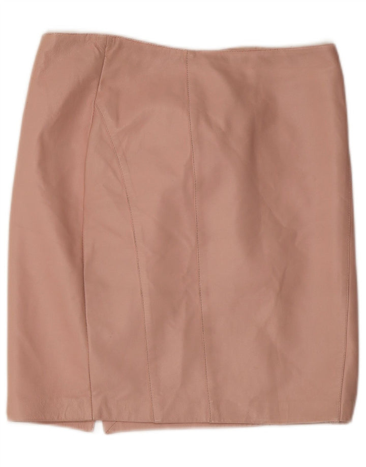 Gonna in pelle vintage da donna W32 grande rosa