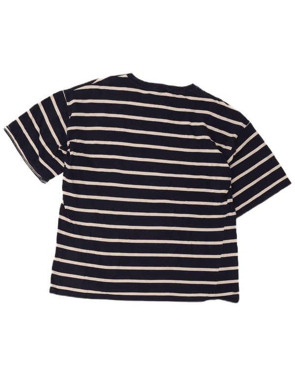 T-shirt da donna Zara Top UK 18 XL cotone a righe blu navy