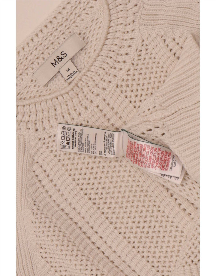 Maglione girocollo corto da donna Marks & Spencer UK 14 medio bianco sporco