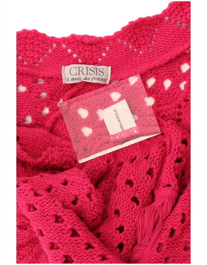 VINTAGE Womens Poncho Jumper UK 10 Small Pink Acrylic