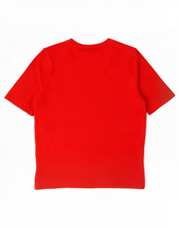 T-shirt corta da donna Marks & Spencer UK 16 grande rossa in viscosa